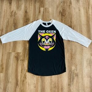 The Oxen Men’s S Baseball Style Band Logo T-Shirt Black White San Diego Vista